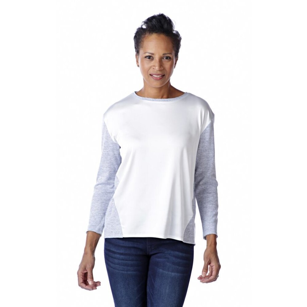 DG2 Diane Gilman Contrast Brushed Mix Media Top